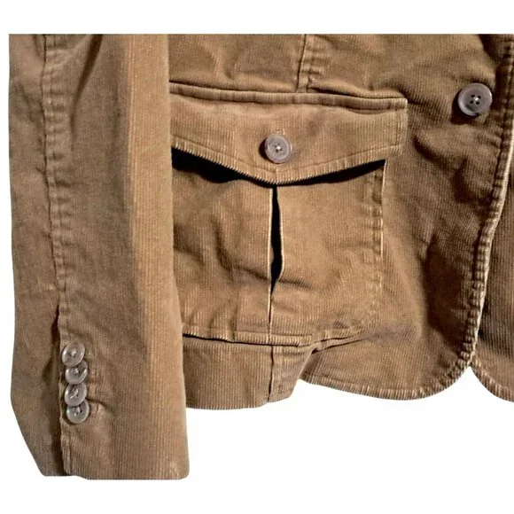 Y2K Lands End Corduroy Blazer Womens Size 12 Tan Jacket - Picture 8 of 13